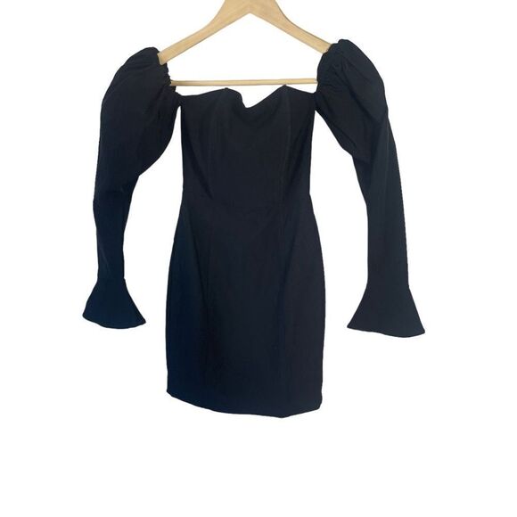 naked wardrobe Dresses & Skirts - Naked Wardrobe The Statement Black Puff Sleeve Off Shoulder Bodycon Dress Sz XS